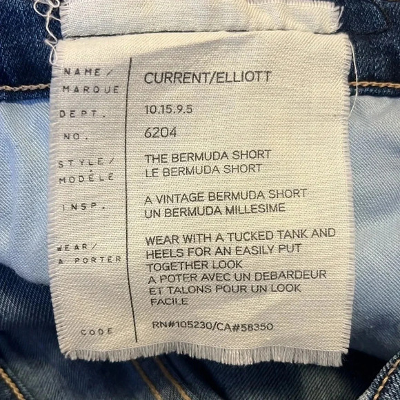 CURRENT/ELLIOT The Bermuda Short Denim Jorts Jean Worn Vintage Style Shorts - Picture 9 of 10